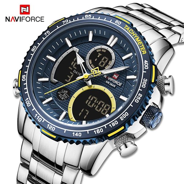 NAVIFORCE mode hommes montre de luxe marque Sport pour chronographe Quartz montre-bracelet militaire étanche bracelet en acier horloge 240227