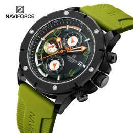 NAVIFORCE Mode Heren Siliconen Band Horloge Luxe Kalender Quartz Horloges Militaire Sport Chronograaf Lichtgevende Klok 240322