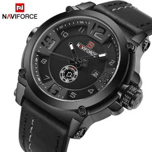 Naviforce Luxe Merk Mannen Leger Militaire Horloges Heren Quartz Datum Klok Mleather Waterdicht Sporthorloge Relogio Masculino 210517