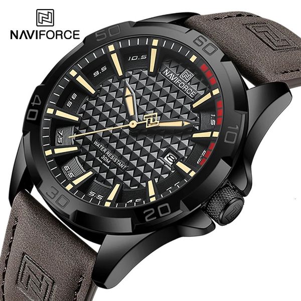 NAVIFORCE hommes décontracté Sport militaire Quartz calendrier montre-bracelet pour homme d'affaires en cuir étanche mâle horloge Relogio Masculino 240227