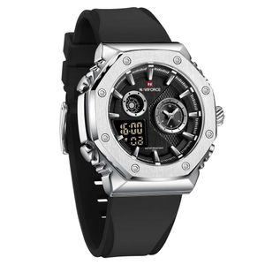 Naviforce Men Dual Display Analog Digital Watch multifunctionele militaire kwarts pols horloges sport waterdichte siliconenband 4472 6678