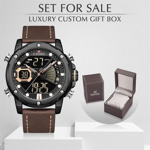 Reloj de hombres de Naviforce con caja para hombres Sport Watch LED analógico Digital Reloj Masculino253v.