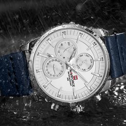 Naviforce Men Horloges Top Luxe Merk Waterdicht 24-uurs Datum Display Quartz Horloge Mannelijke Lederen Mode Causale Sportklok 210517