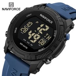 NAVIFORCE MENS Fashion LCD Digital-Wristwatch 50m Impermite de sangle de silicone sportive pour l'horloge masculine électronique décontractée 240517
