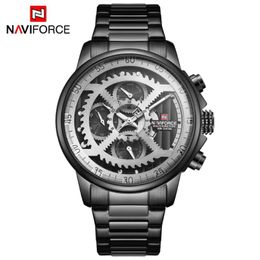 Naviforce Mens Sports Watches Men Top Brand Luxe Full Steel Quartz Automatische datum Clock Male Leger Militaire waterdichte Watch311e