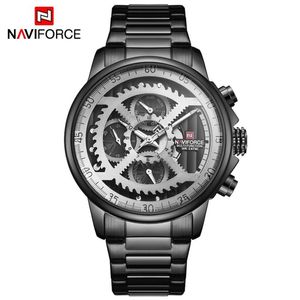 Naviforce Mens Sports Watches Men Top Brand Luxe Full Steel Quartz Automatische datum Clock Male leger Militaire waterdichte Watch204LL