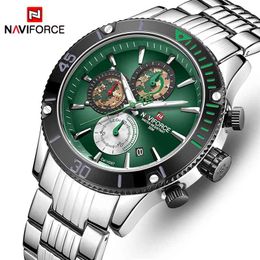 NAVIFORCE Hommes Montre Creative Design Quartz Montre-Bracelet Hommes Plein Acier Étanche Sport Montres Mâle Horloge Relogio Masculino 210517