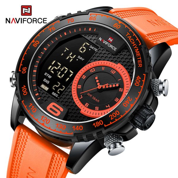 NAVIFORCE montres de Sport militaire pour hommes résistant à l'eau bracelet en Silicone souple homme horloge lumineuse hommes montres NF9199T