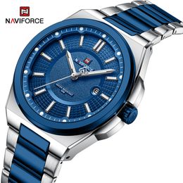 Naviforce Nieuwe herenhorloge roestvrijstalen riem militaire casual polshorloges mannelijke zakelijke waterdichte kwarts kalenderklok