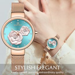 NAVIFORCE New Rose Gold Women Relojes Vestido Cuarzo Ladies Top Brand Reloj de pulsera femenino Reloj de niña Relogio Feminin 201118