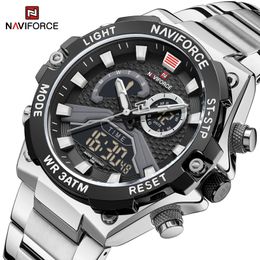 NAVIFORCE Original hommes montres de luxe Quartz mode Sport bracelet en acier inoxydable montre-bracelet étanche horloge mâle cadeau
