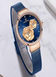 NAVIFORCE ROSE GOLD Watch Femmes Watchs Full Steel Ladies Women039s Watch Woard 2019 Blue Color Fashion8591964