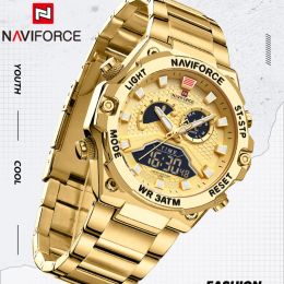 NAVIFORCE TOP Brand Luxury Classic Original Men Watch Quartz Digital Male Clock Military Sport Full Steel Man Wristwatch 9207