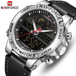 NAVIFORCE Topmerk Herenmode Sporthorloges Heren Leer Waterdicht Quartz Horloge Militair Analoog Digitaal Relogio Masculino3069