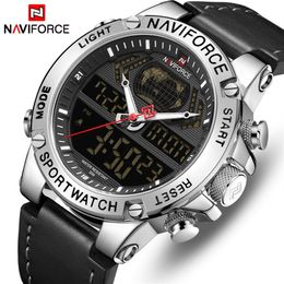 NAVIFORCE Top marque hommes mode Sport montres hommes en cuir étanche Quartz montre-bracelet militaire analogique numérique Relogio Masculino3153