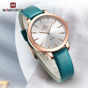 NAVIFORCE Top marque montres pour dames mode décontractée Original bracelet en cuir véritable femmes montres étanche Reloj Mujer 240318