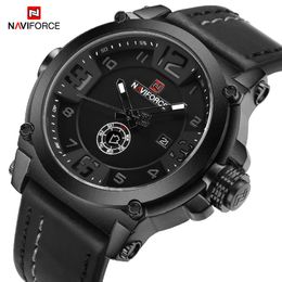 NAVIFORCE marca de lujo superior hombres deportes militar cuarzo reloj hombre analógico fecha reloj correa de cuero reloj Relogio Masculino