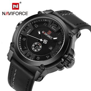 NAVIFORCE TOP Luxury Marque Men Sports Military Quartz Watch Man Analog Horloge Horloge STRAP CUIR STRAP