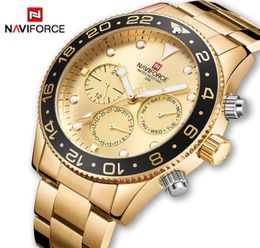 Naviforce top luxe merk Men Sports Watches Men039S Quartz 24 uur Datum Clock Man Fashion Casual Gold Waterd Direp Wirst Watch3120001