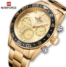 Naviforce top luxe merk Men Sports Watches Men039S Quartz 24 uur Datum Clock Man Fashion Casual Gold Waterd Waterd Wirst Watch3790988