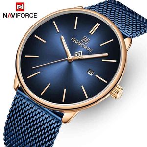 NAVIFORCE Top Marque De Luxe Montres Hommes Montre À Quartz En Acier Inoxydable Étanche Horloge D'affaires Montre-Bracelet Date Relogio Masculino 210517