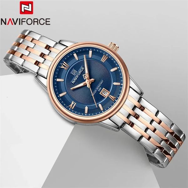 NAVIFORCE Top marque de luxe femmes montre Quartz dame montre-Bracelet élégant en acier inoxydable Bracelet femme fille mode horloge 8040 240322