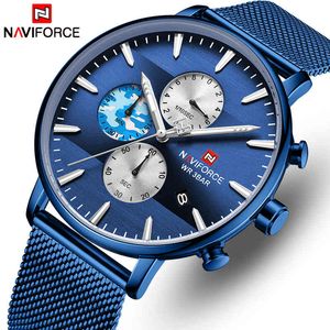 NAVIFORCE Top Montre Hommes Marque Mode Luxe Quartz Hommes Montres Étanche Sport Acier Militaire Montre-Bracelet Relogio Masculino 210517