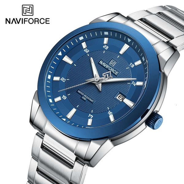 NAVIFORCE montre pour hommes en acier inoxydable mode étanche Quartz montre-bracelet affaires mâle horloge lumineuse livraison directe