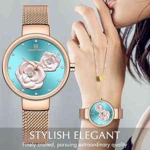 NAVIFORCE Reloj para mujer Top Marca de lujo Hermoso diseño Relojes Damas Moda Malla de acero Reloj de pulsera de cuarzo Reloj de niña 210517