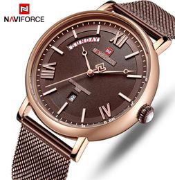 NAVIFORCE Watch Men Fashion Business Watchs Men039s Casual Imperproping Quartz Wristwatch Mesh en acier inoxydable Relogie Masculino2043344