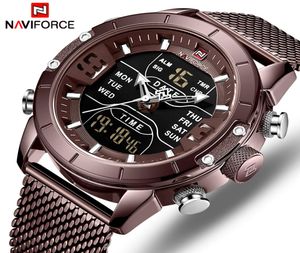 NAVIFORCE Watch Top Luxury Brand Men Milit Military Quartz Wristwatch Mots de sport en maille en acier inoxydable analogique Clock Male1194739