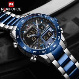 NAVIFORCE MONTRES MEN TOP TOP Brand Luxury Chronograph Quartz Watch Men Full Steel Military Clock Male Wrist Watch Relogio Masculino 210517