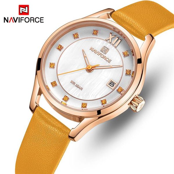 NAVIFORCE relojes para mujer reloj de marca superior de oro rosa reloj de pulsera de cuarzo resistente al agua reloj analógico para niñas reloj femenino 215x