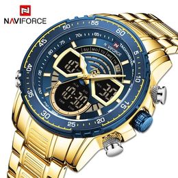Vigiladores de pulsera Naviforce Menses para hombres Luxury Quartz Digital Analog Sports Watch para hombres Reloj de acero inoxidable impermeable 221010 Alta calidad