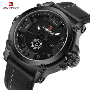 Naviforce polshorloges top luxe merk mannen sport militaire kwarts horloge man analoge date klokleren band polshorloge relogio masculino 230307 hoge kwaliteit