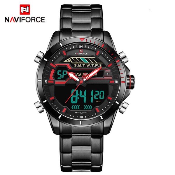 Naviforce Wallwatches Top Brand de lujo Naviforce Men Sport Watches Mens Quartz Digital LED Reloj Men Full Steel Army Military Wating Watch Watch de alta calidad