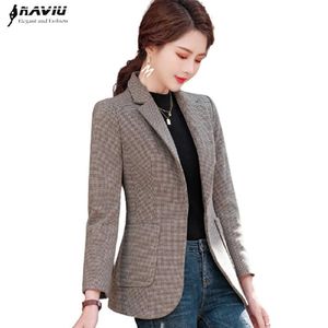 Naviu Lente Mode Kleine Plaid Blazer Hoge Kwaliteit Materiaal Tops voor Vrouwen Coat Office Lady Formal Wear 210604