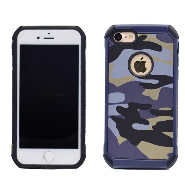 Coques de téléphone motif camouflage de l'armée de la marine peau pour iphone 5 5S SE 7 6 6S / Plus 2 en 1 plastique dur + coque arrière souple en TPU Luxucy