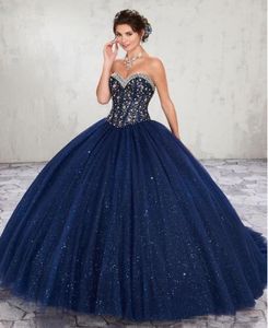 Perles bleu marine Crystal Quinceanera Robes personnalisées Sweetheart Special Occase Party Robes 16 Robes douces4773849