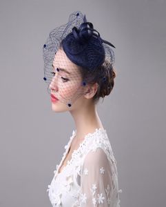 Filet de cage à oiseaux bleu marine noir Beige, voile de visage fascinateur de mariée, plume fleur avec épingles à cheveux, 4 couleurs 8901735