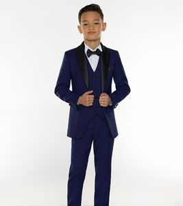 Tuxedos d'occasion formelle de garçon bleu marine 2018 nouveau pas cher petits hommes costumes enfants fête de mariage Tuxedos costume formel de garçon Ja238e