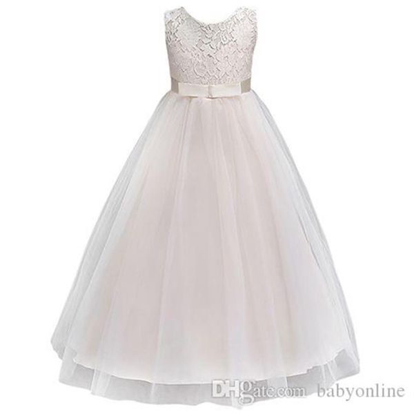 Vestidos de niña de flores baratos azul marino 2019 En stock Princesa A Line Sin mangas Niños Vestido de primera comunión para niños pequeños con marco MC0889294G