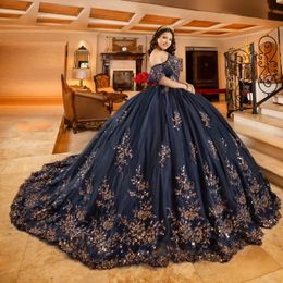 Marineblaues Korsett-Perlen-Quinceanera-Kleid, Ballkleid, Schnür-Abschlusskleid, herzförmige Applikation, Quinceanera de 15 Jahre Sweet 16