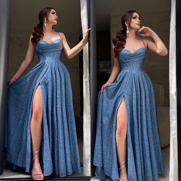 Robe de soirée bleu marine paillettes Spaghetti une robe de bal de fête en ligne
