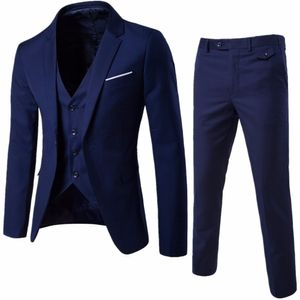Navy Blue Groom Tuxedos Notch Lapel Men Smoking Tuxedos Popular Men Business Dîner Prom Blazer Suisse 3 pièces (veste + pantalon + cravate + gilet) 1060