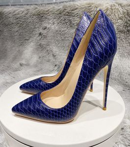 Marineblauw odile effect patroon dames schoenen sexty teen hak schoenschoen chic dames geprinte slip op stiletto jurk pumps maat 33-455396662