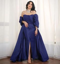 Marineblauw van de schouder zeemeermin avondjurken sweetheart prom party side spleet dubai saudi Arabische formele jurk vrouwen elegant