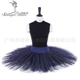 Falda de tutú de panqueque de tutú de ballet clásico de niño practicante azul marino BT8923287g