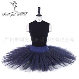 Falda de tutú de panqueque de tutú de ballet clásico de niño practicante azul marino BT8923275c