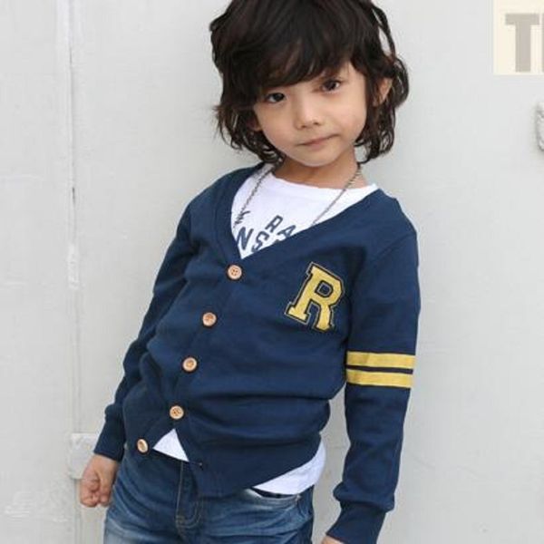 Navy Blue R Enfants Cardigans Garçons Printemps Manteau Enfants Veste Bébé Garçon Vêtements Coton Pull Mode Garçon Tenues Chemises Noires 210413